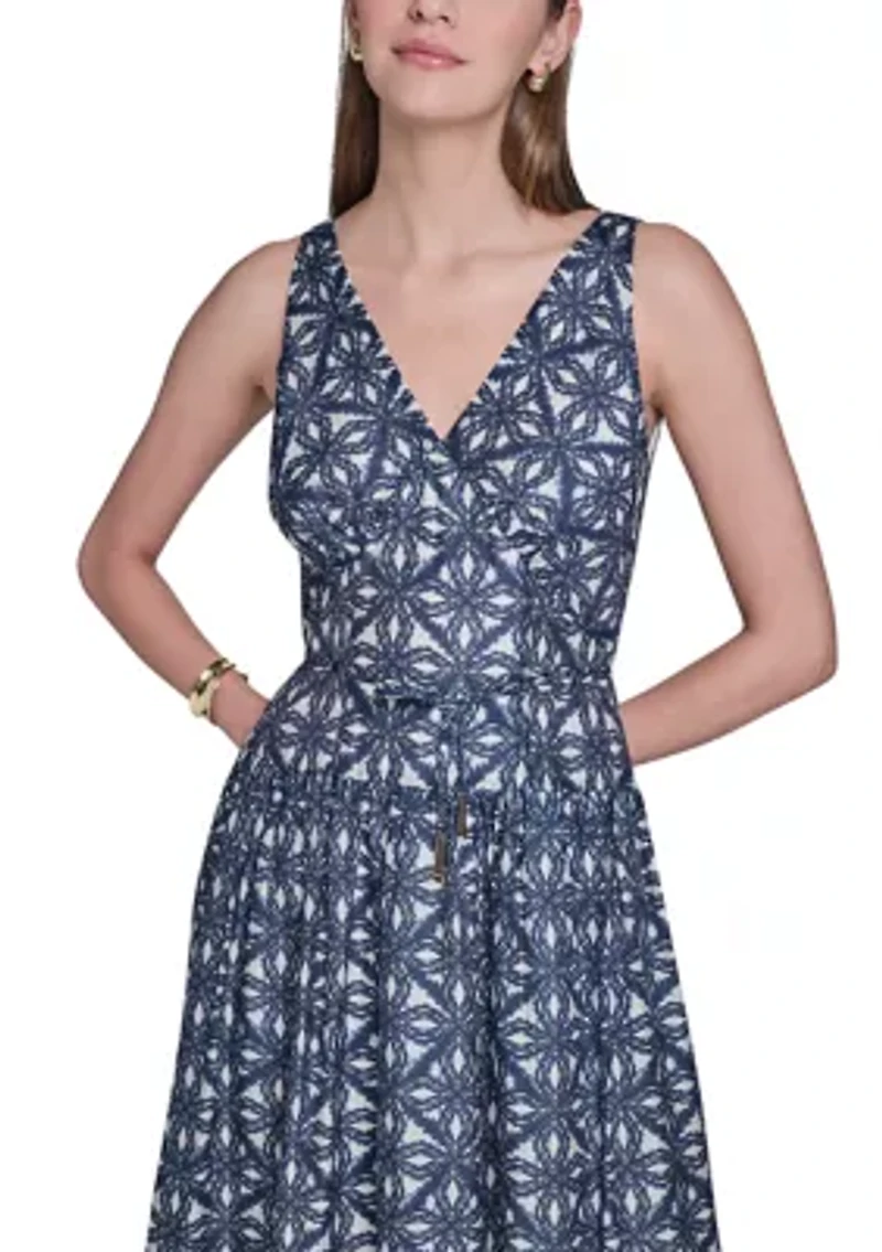 Women's Sleeveless Printed A-Line Dress