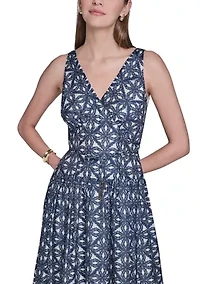Women's Sleeveless Printed A-Line Dress