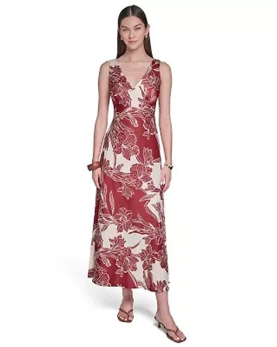 Floral Sleeveless V-Neck Maxi Dress