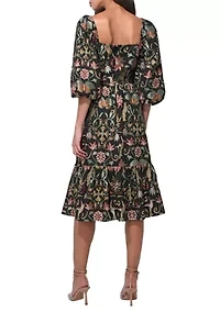 Women's Lydia Bubble Sleeve Square Neck Midi Dress