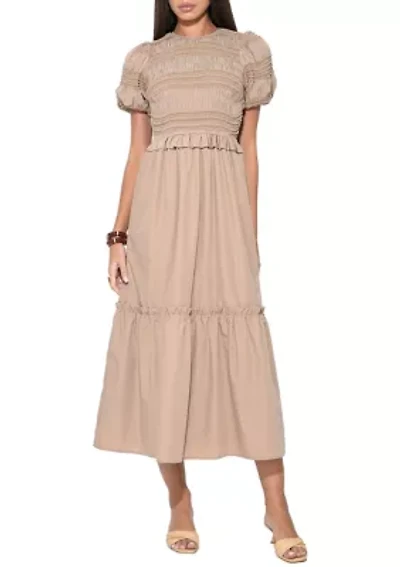 Women's Puff Sleeve Midi Dress