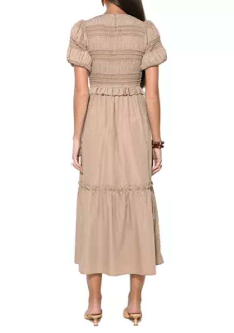 Women's Puff Sleeve Midi Dress