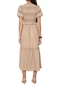 Women's Puff Sleeve Midi Dress