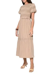 Women's Puff Sleeve Midi Dress