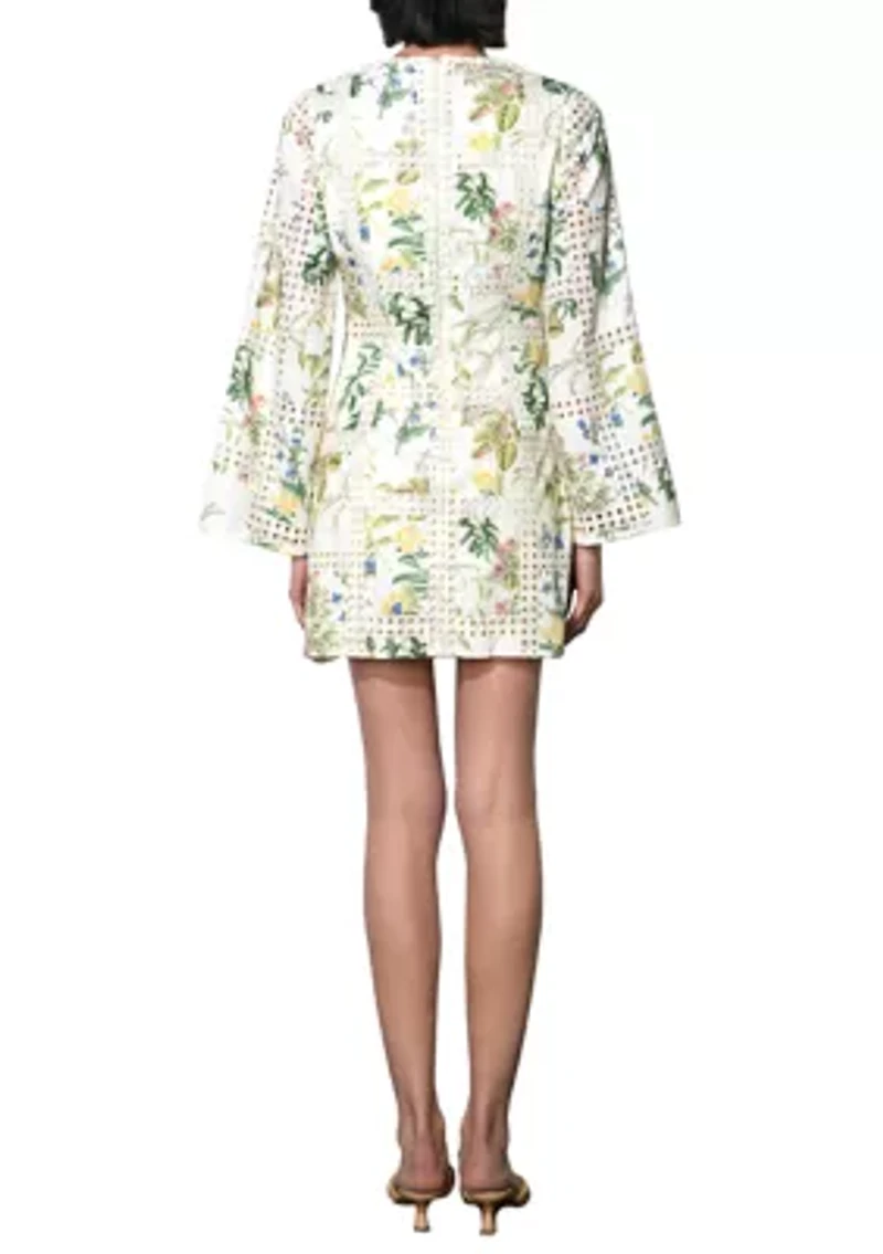 Women's Long Sleeve Embroidered Mini Dress