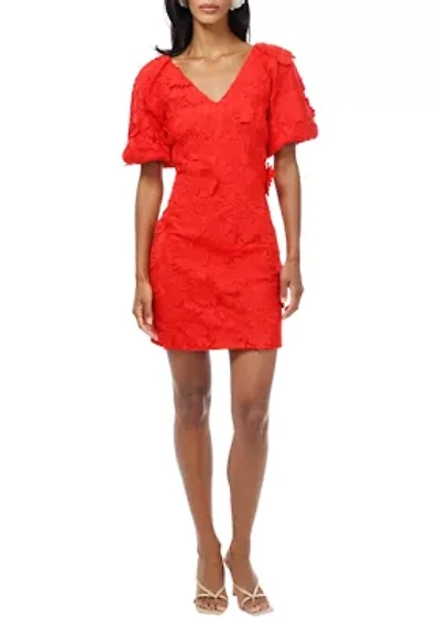 Women's Puff Sleeve 3D Lace Mini Dress