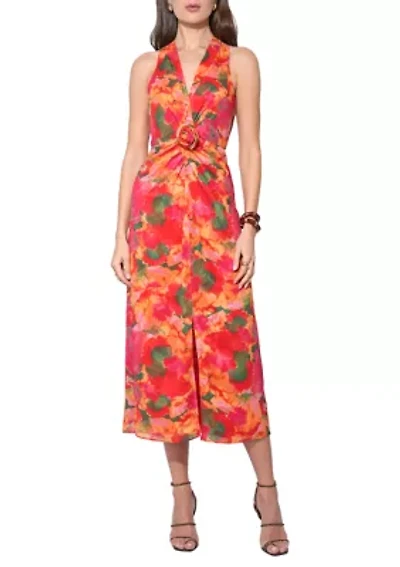 Women's Sleeveless Printed Midi Dress