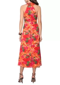 Women's Sleeveless Printed Midi Dress