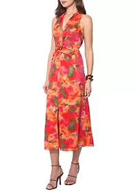 Women's Sleeveless Printed Midi Dress