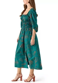 Women's Three Quarter Sleeve Midi Dress