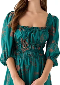Women's Three Quarter Sleeve Midi Dress