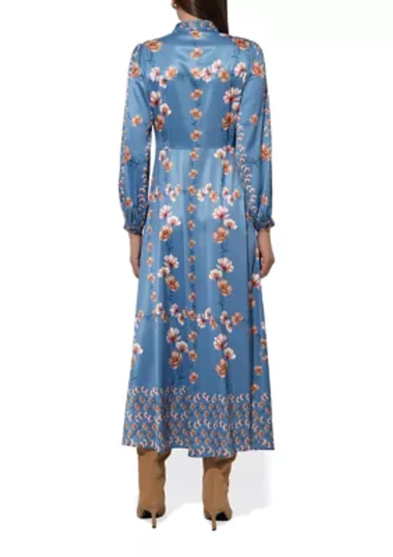 Women's Long Sleeve Floral Button Midi Dress