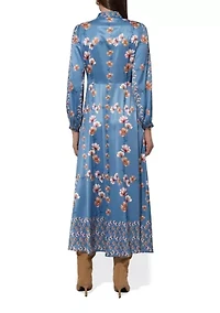 Women's Long Sleeve Floral Button Midi Dress