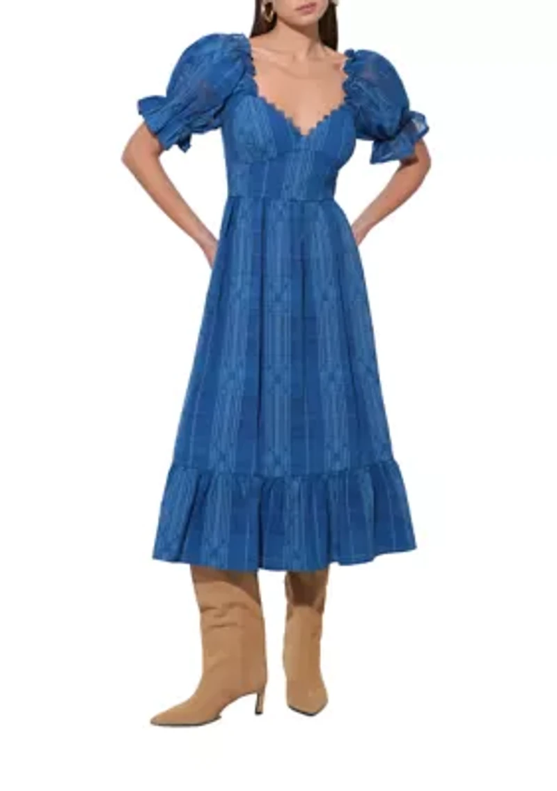 Women's Puff Sleeve Jacquard Maxi Dress