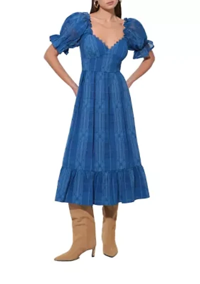 Women's Puff Sleeve Jacquard Maxi Dress