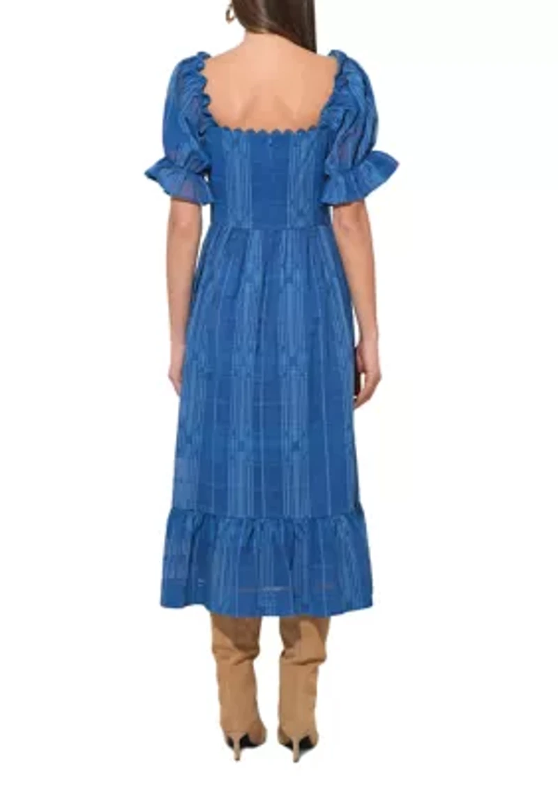 Women's Puff Sleeve Jacquard Maxi Dress