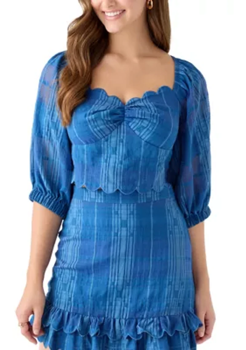 Women's Bella Scalloped Jacquard Striped Top