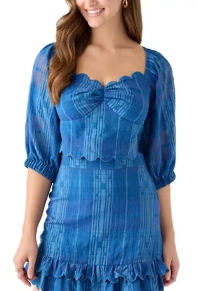 Women's Bella Scalloped Jacquard Striped Top