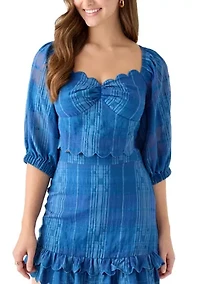 Women's Bella Scalloped Jacquard Striped Top