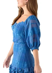 Women's Bella Scalloped Jacquard Striped Top