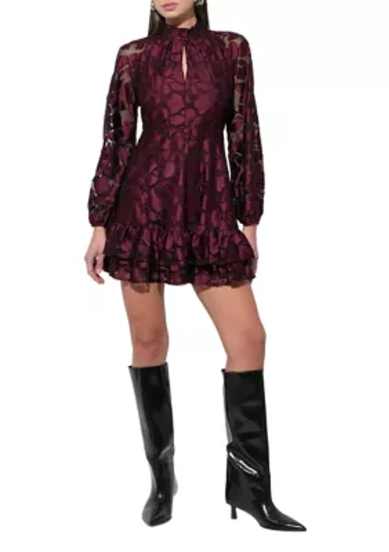 Women's Blouson Sleeve Lace Mini Dress