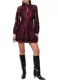 Women's Blouson Sleeve Lace Mini Dress