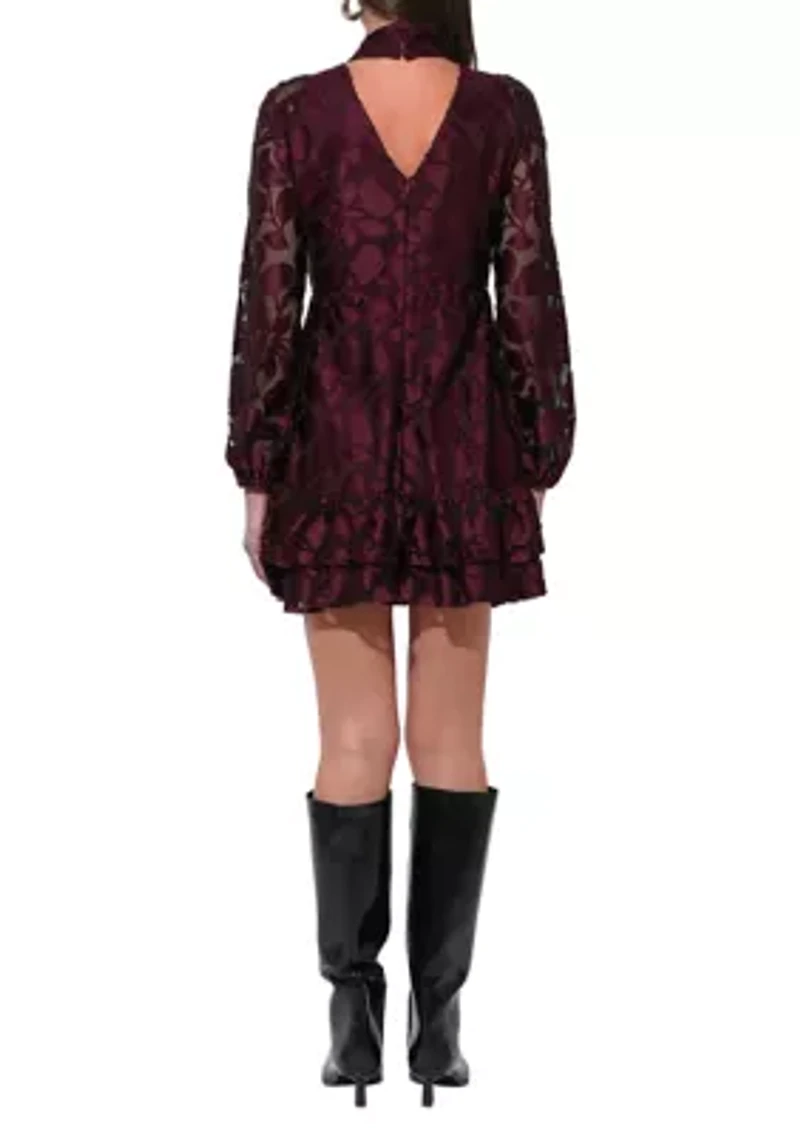 Women's Blouson Sleeve Lace Mini Dress