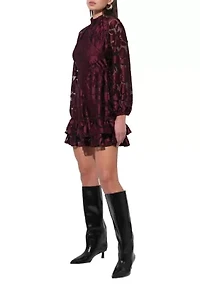 Women's Blouson Sleeve Lace Mini Dress