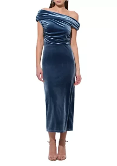 Women's Off-the-Shoulder Velvet Midi Gown