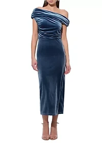 Women's Off-the-Shoulder Velvet Midi Gown
