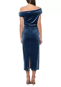 Women's Off-the-Shoulder Velvet Midi Gown