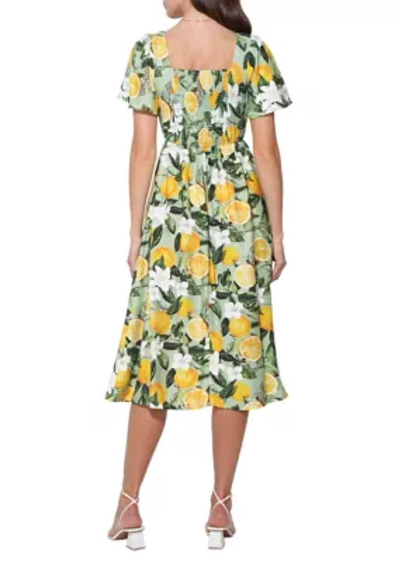 Women's Kailany Bubble Sleeve Lemon Midi Dress