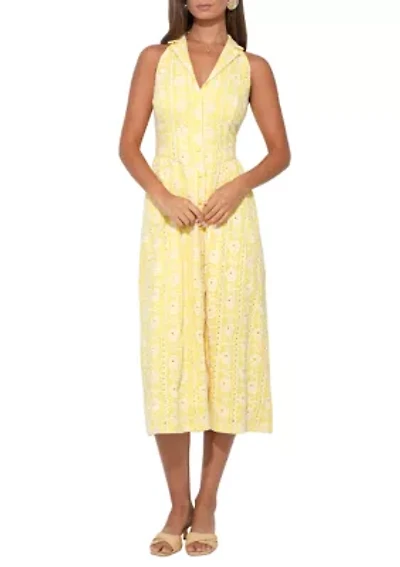 Women's Hazel Halter Floral Embroidery Midi Dress