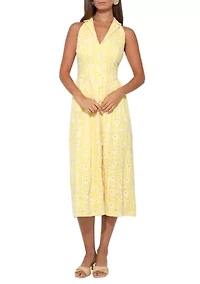 Women's Hazel Halter Floral Embroidery Midi Dress