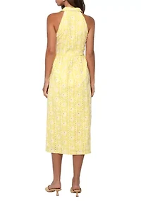 Women's Hazel Halter Floral Embroidery Midi Dress