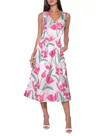Women's Amira Sweetheart Flower Jacquard Midi Dress