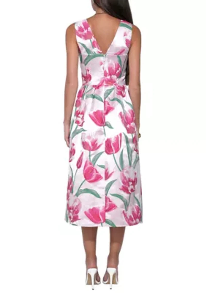 Women's Amira Sweetheart Flower Jacquard Midi Dress