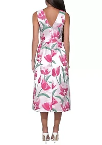 Women's Amira Sweetheart Flower Jacquard Midi Dress