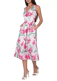Women's Amira Sweetheart Flower Jacquard Midi Dress