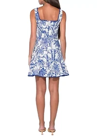 Women's Sleeveless Printed Jacquard Mini Dress