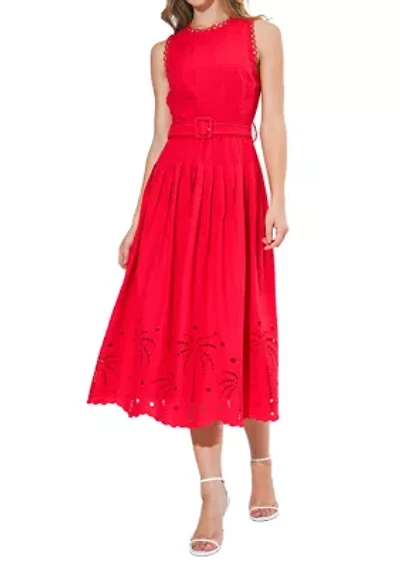 Women's Sleeveless Embroidered Midi Dress