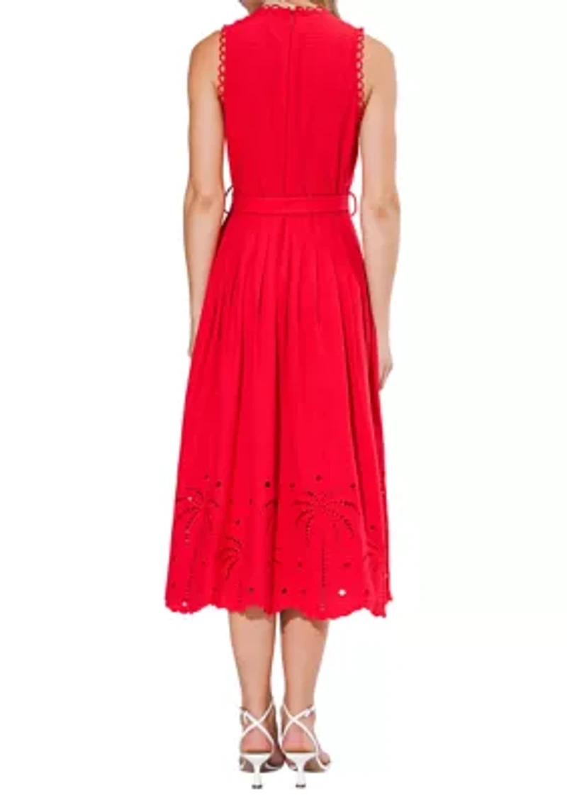 Women's Sleeveless Embroidered Midi Dress