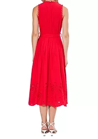 Women's Sleeveless Embroidered Midi Dress