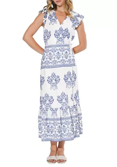 Women's Carmella Embroidered Wrap Midi Dress