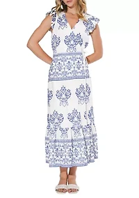 Women's Carmella Embroidered Wrap Midi Dress