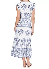 Women's Carmella Embroidered Wrap Midi Dress