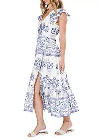 Women's Carmella Embroidered Wrap Midi Dress