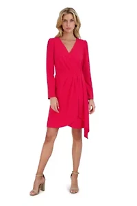 L/S FAUX WRAP DRESS