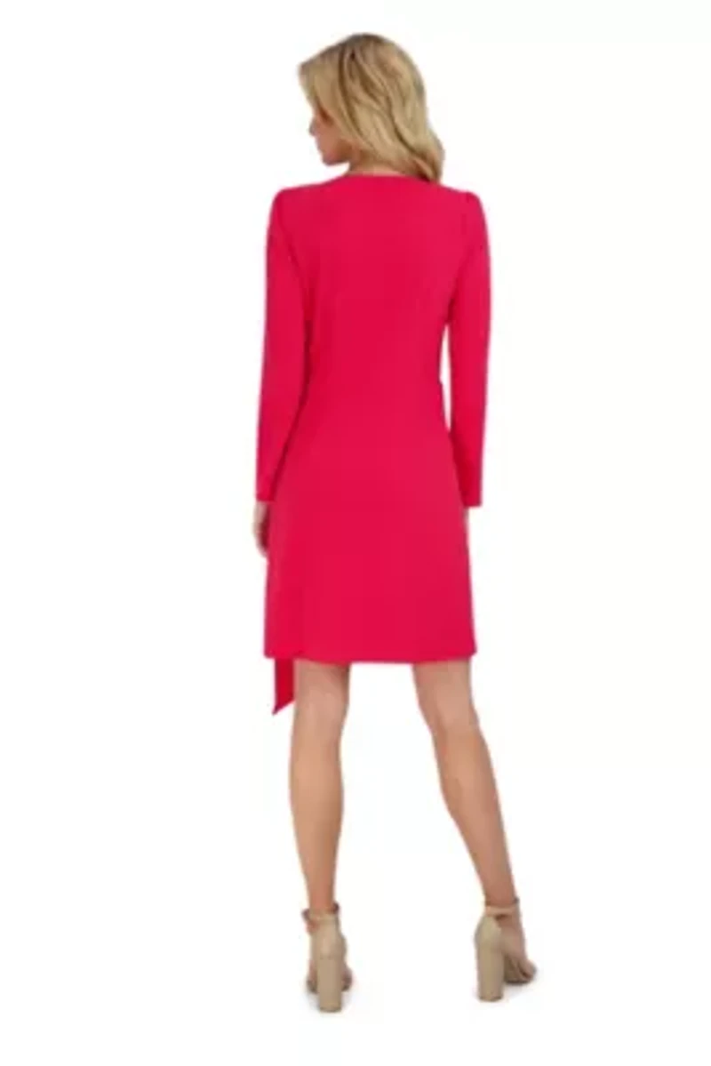 L/S FAUX WRAP DRESS