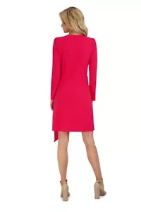 L/S FAUX WRAP DRESS